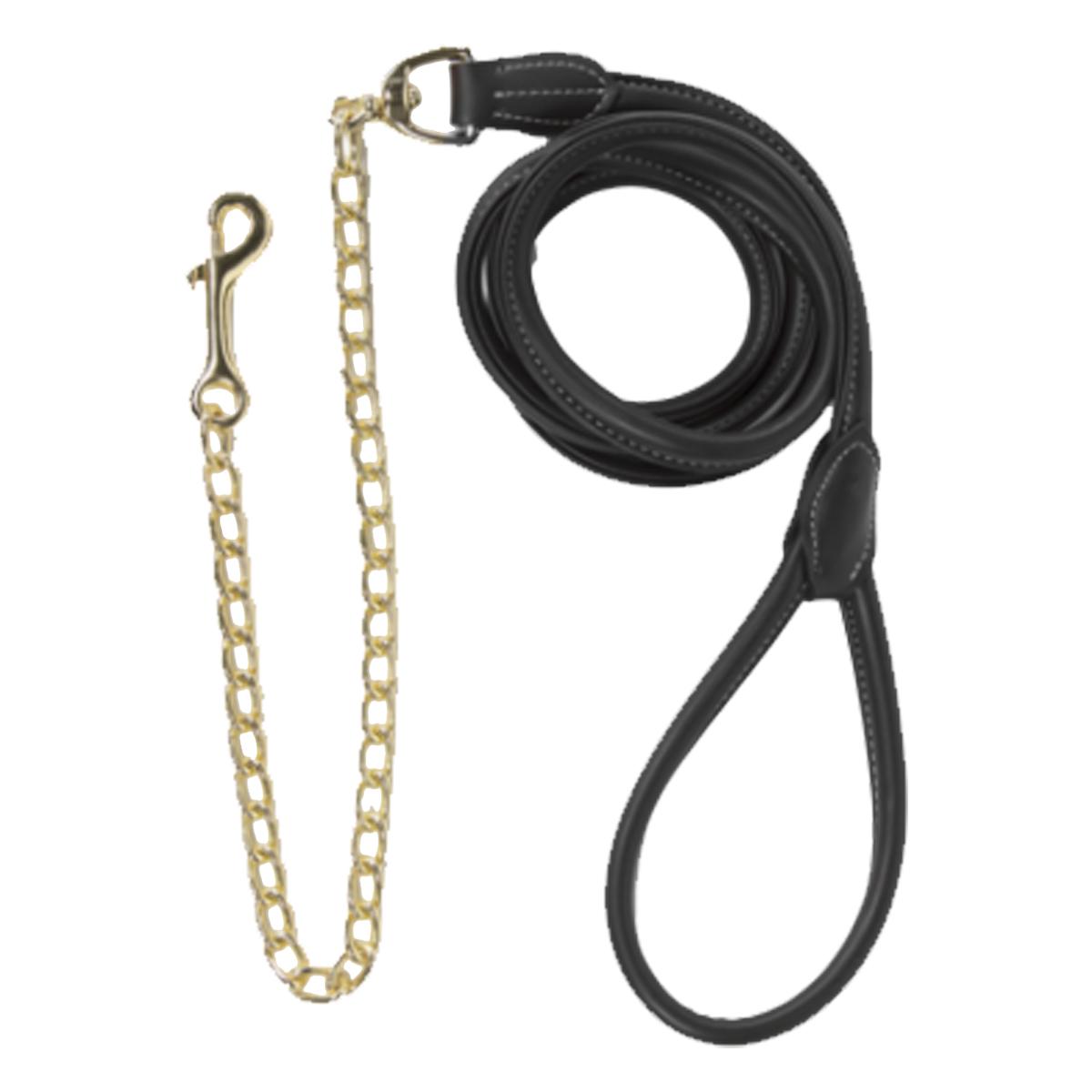 LEATHER LEAD ROPE 270 CM WITH CHAIN KENTUCKY 42561 01BLACK KENTUCKY