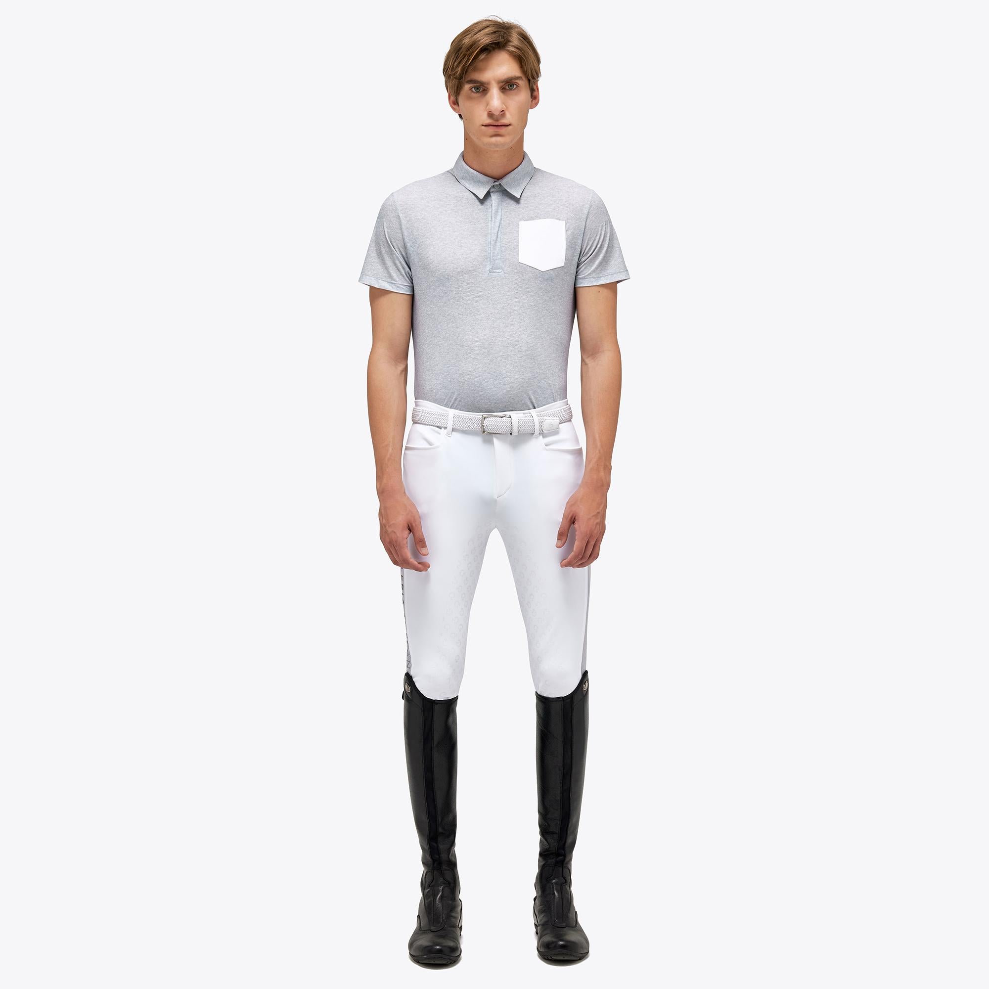 POLO DA TRAINING UOMO IN JERSEY EFFETTO MESH CAVALLERIA TOSCANA 30CT-PUO332JE176 8100 LIGHT GREY CAVALLERIA TOSCANA