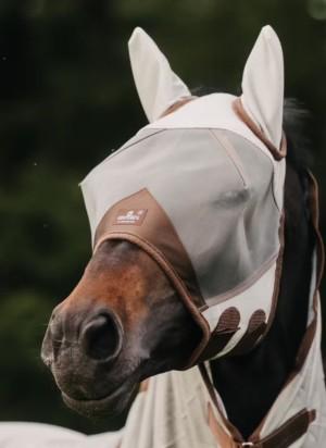 Maschera Da Equitazione Per Mosche Con Orecchie, Taglia COB, Nera, In Rete Flessibile, Si Attacca Alla Briglia - 5