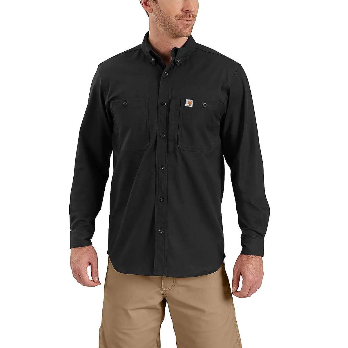 CAMICIA DA LAVORO A MANICHE LUNGHE IN TELA RELAX FIT SERIE RUGGED PROFESSIONAL 30CA-102538 BLACK CARHARTT