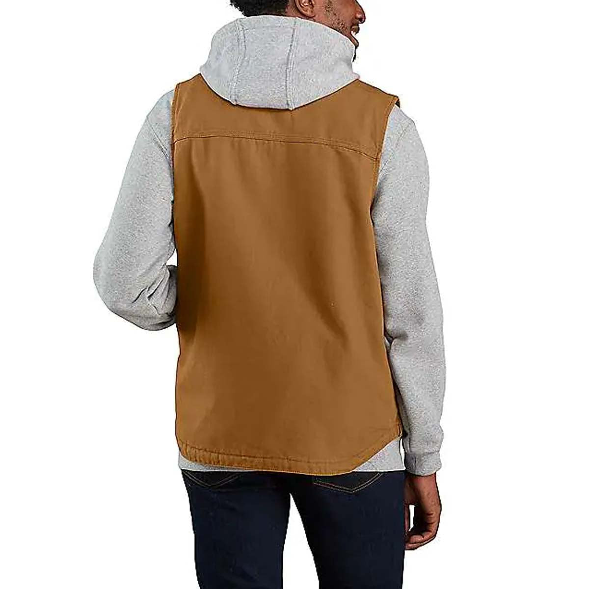 CARHARTT Carhartt Washed Duck Sherpa-Lined Mock Neck Vest Brown gilet in duck lavato 29CA-104277 BROWN 