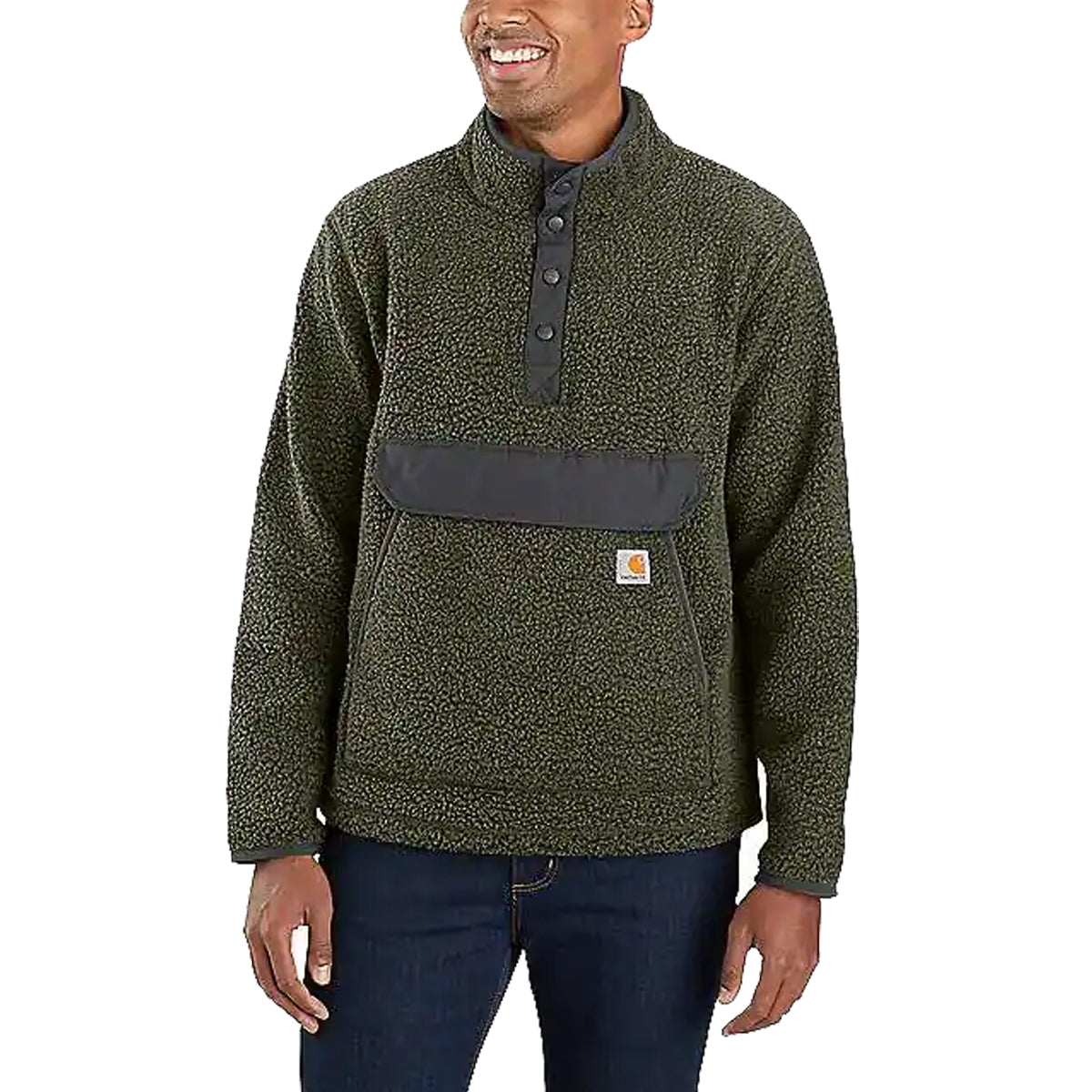 CARHARTT Carhartt Relaxed Fit Fleece Snap Front Grigio pile 29CA-104991 BASIL HEATHER 