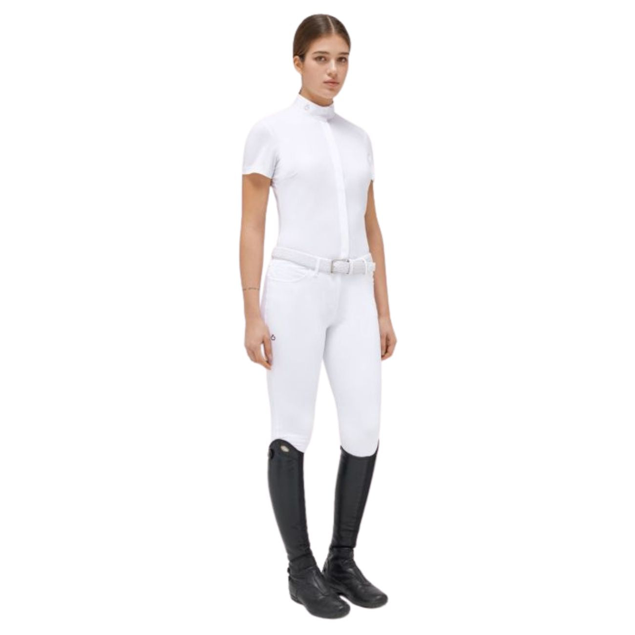 CAVALLERIA TOSCANA Camicia Donna Da Concorso Mini Orbit Flock Printed Jersey CAD245JE191 BIANCO 