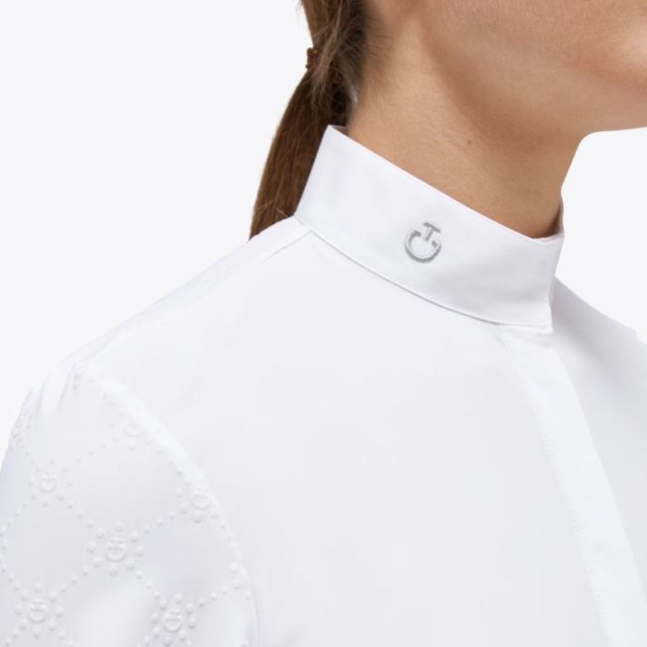 CAVALLERIA TOSCANA Camicia Donna Da Concorso Mini Orbit Flock Printed Jersey CAD245JE191 BIANCO 