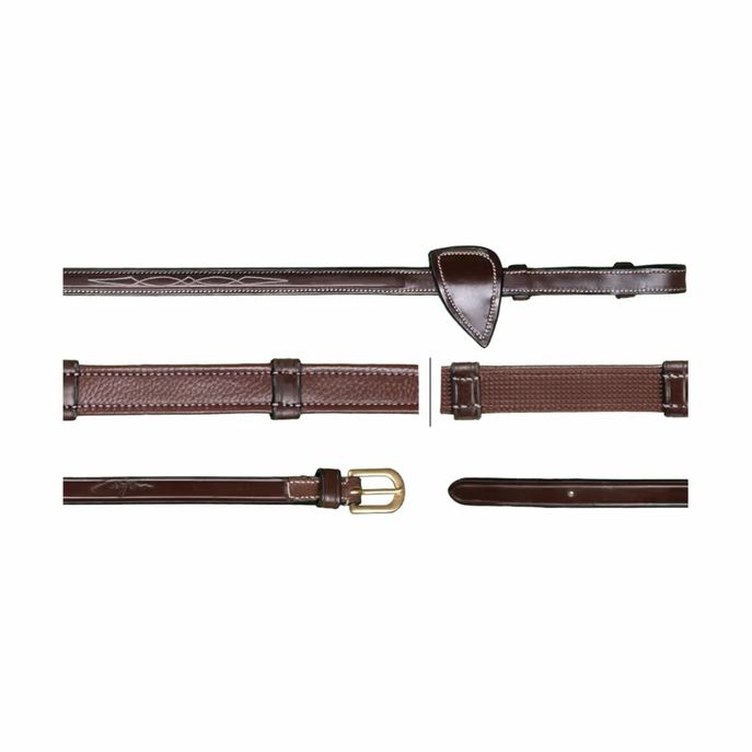 DYON DY'ON 5/8 HUNTER REINS WITH 7 LEATHER LOOPS D COLLECTION Marrone REDINI DY05G BROWN 