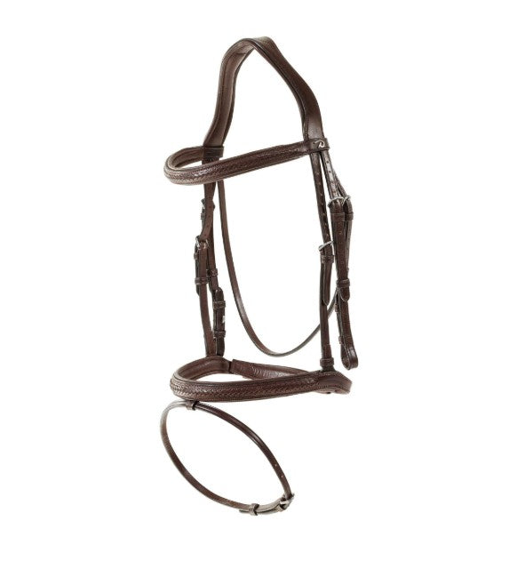 DYON DY'ON PLAITED FLASH NOSEBAND BRIDLE NEW ENGLISH Marrone TESTIERE NEAOAK BROWN 