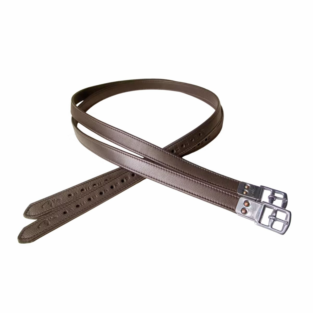 DYON Staffili Premium Soft Leather Stirrup Strap Dy'on Marrone SA01 BROWN 