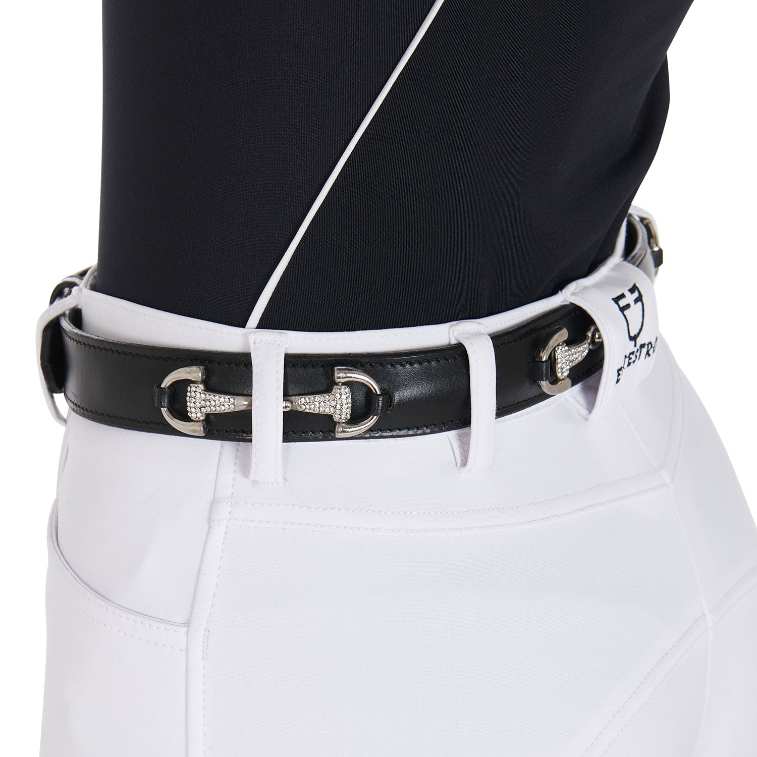 EQUESTRO Cintura In Cuoio Diamond Equestro 09AMA-AB00611A BLACK/SILVER 