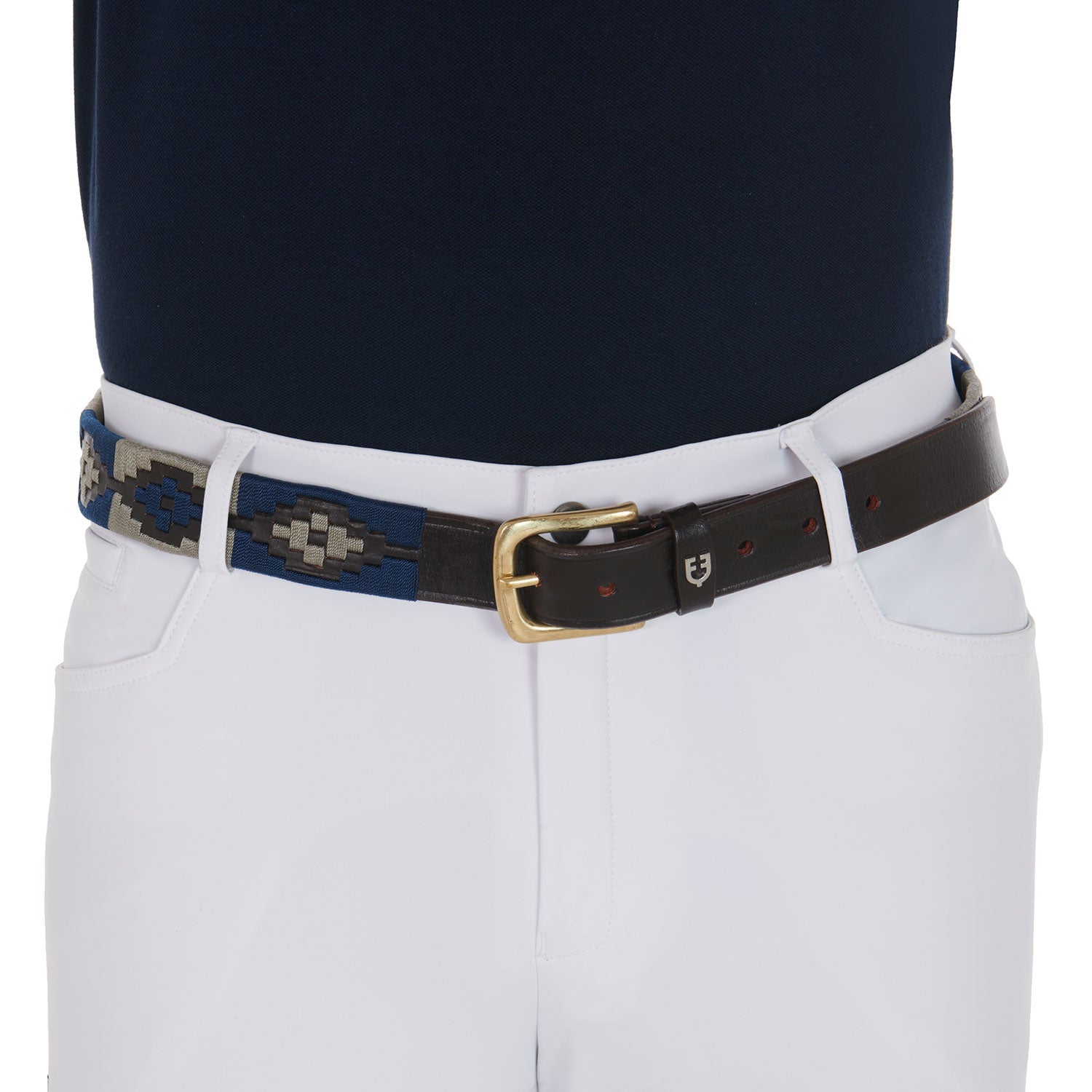 EQUESTRO Cintura Polo S Equestro Marrone/Blu/Grigio 09AMA-AB00625 BROWN BLUE GRAY 