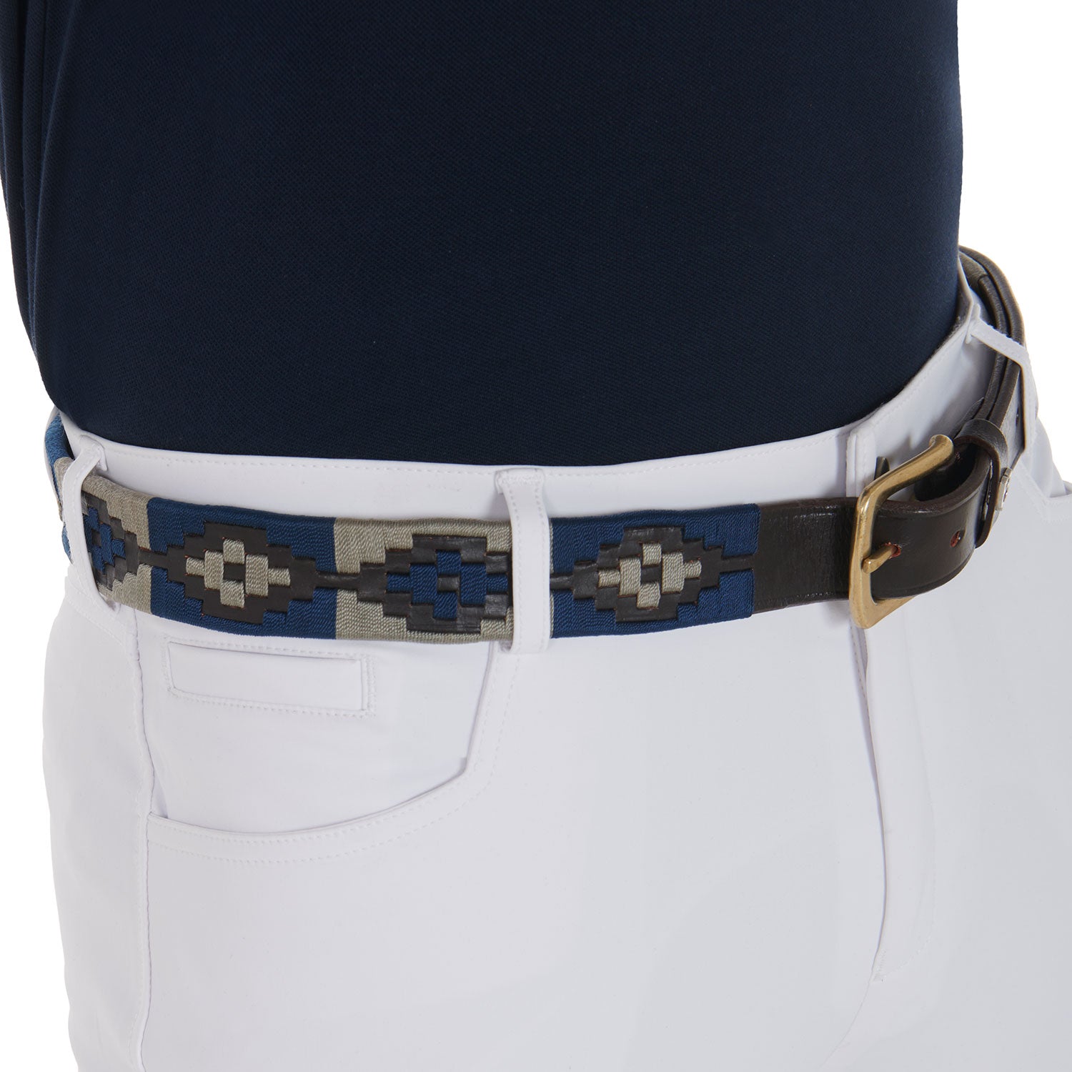 EQUESTRO Cintura Polo S Equestro Marrone/Blu/Grigio 09AMA-AB00625 BROWN BLUE GRAY 