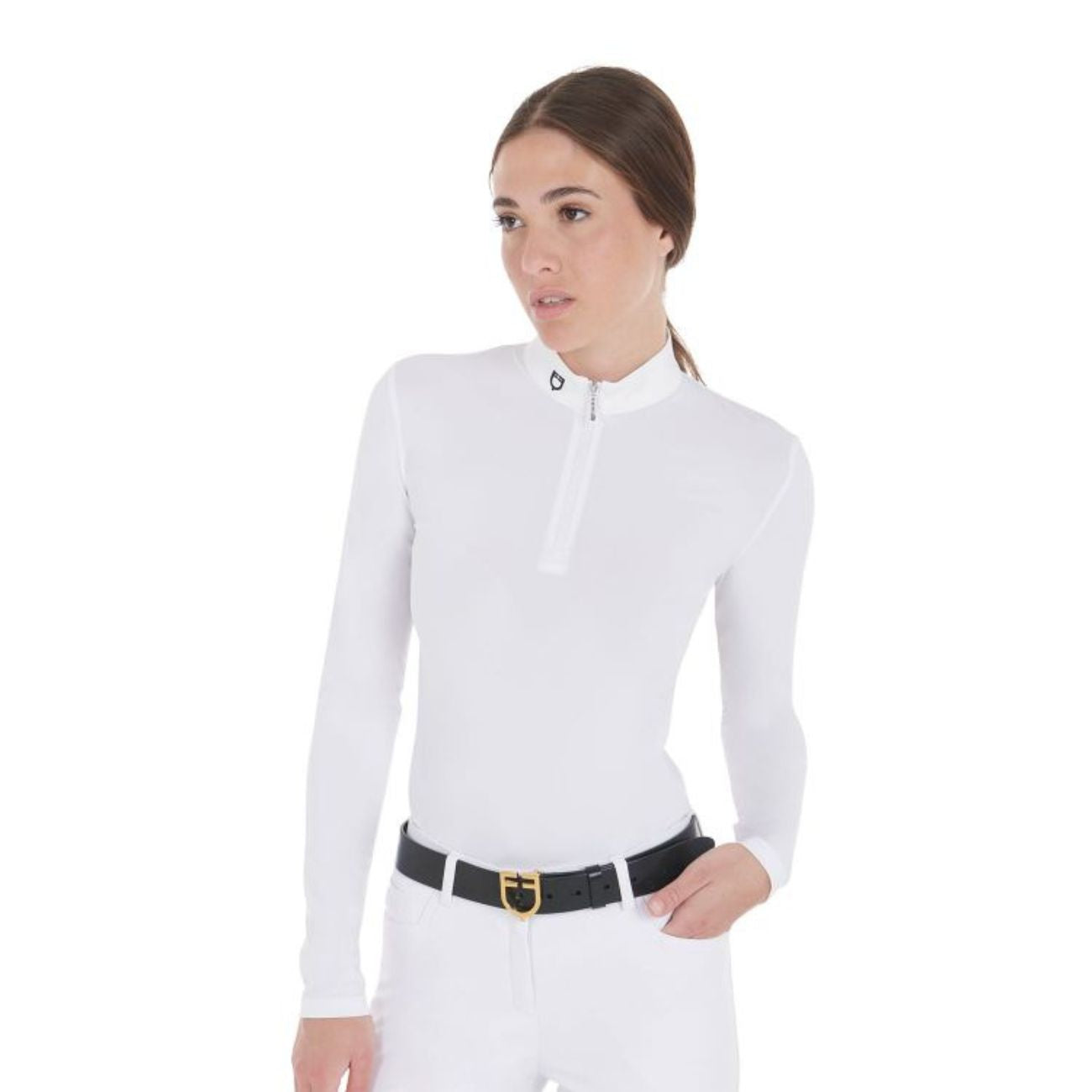 EQUESTRO EQUESTRO Polo Donna A Manica Lunga Modello "Artemis" AB00457 WHITE 