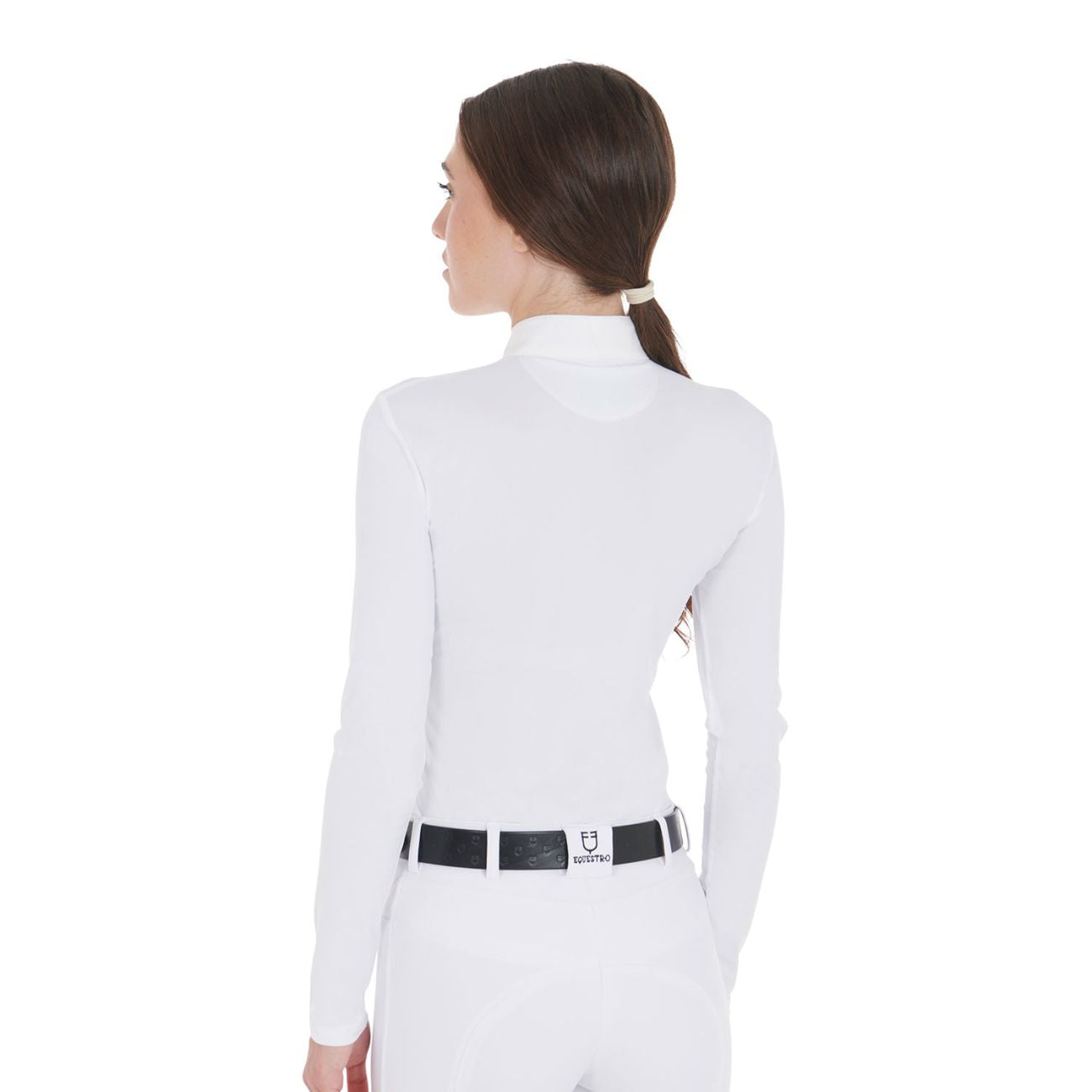 EQUESTRO EQUESTRO Polo Donna A Manica Lunga Modello "Artemis" AB00457 WHITE 