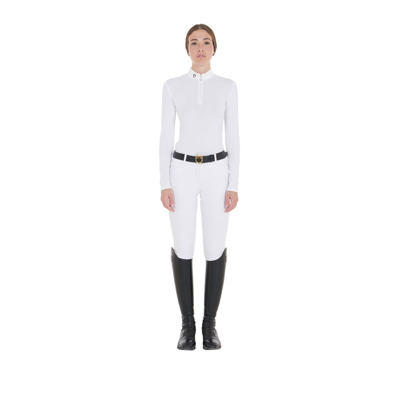 EQUESTRO EQUESTRO Polo Donna A Manica Lunga Modello "Artemis" AB00457 WHITE 