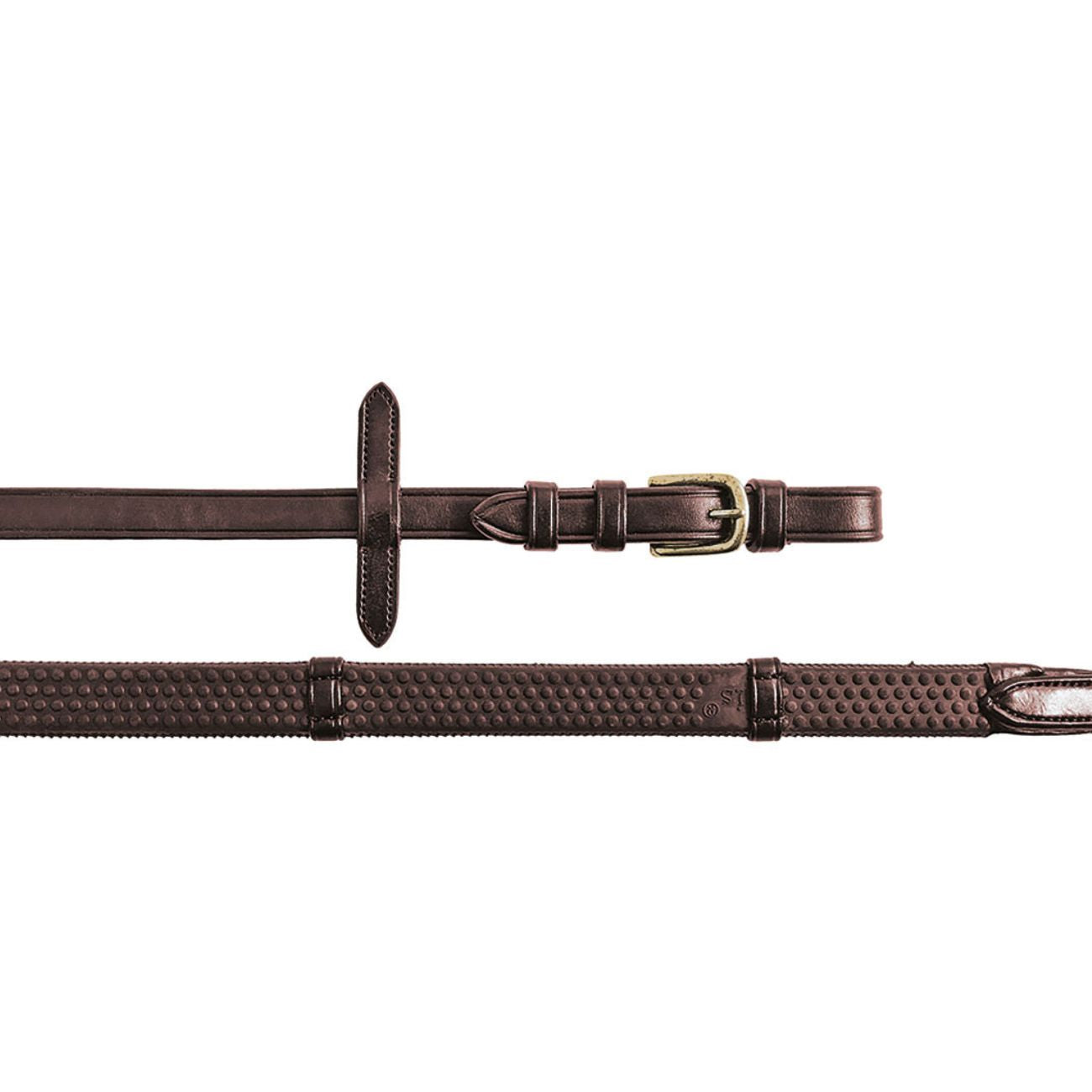 EQUESTRO Redini In Gomma 5/8 Con Tacche In Cuoio Equestro ET03021 DARK BROWN 