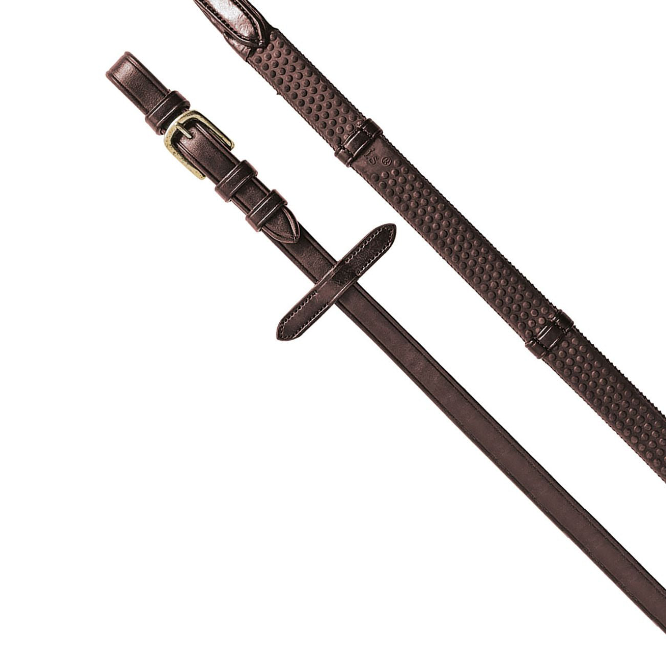 EQUESTRO Redini In Gomma 5/8 Con Tacche In Cuoio Equestro ET03021 DARK BROWN 