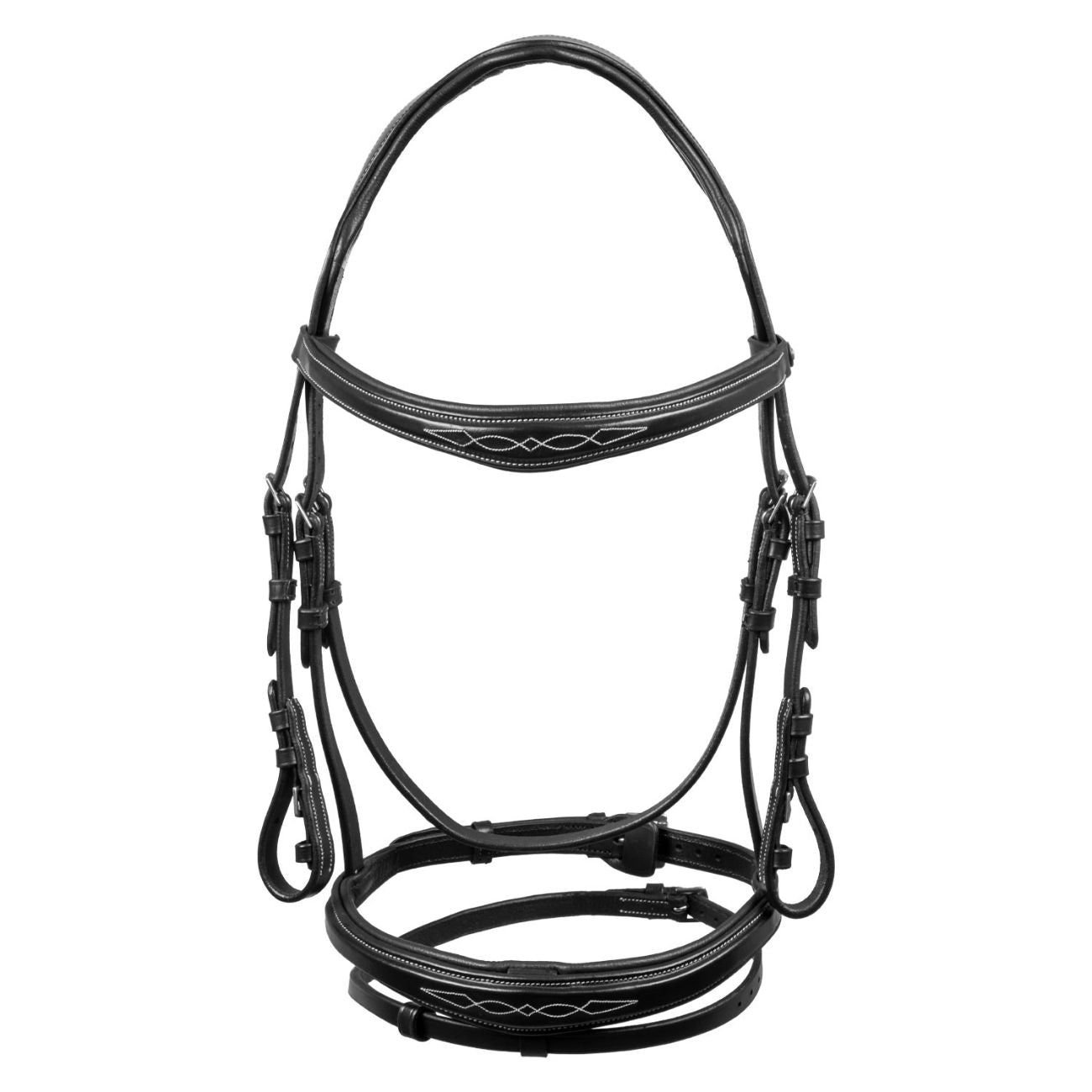 EQUESTRO Testiera In Morbida Pelle Cucita Equestro ETH01010 BLACK 