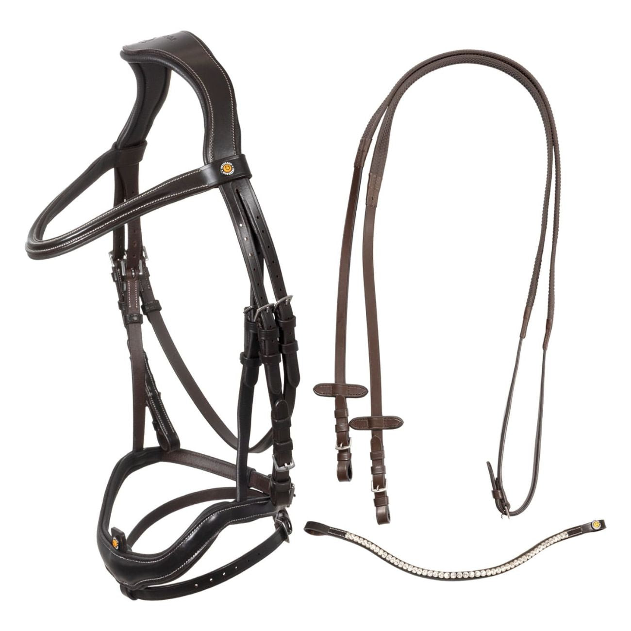 EQUESTRO Testiera Anatomica Con Nasalina Curva Equestro Marrone ETH01027 DARK BROWN 