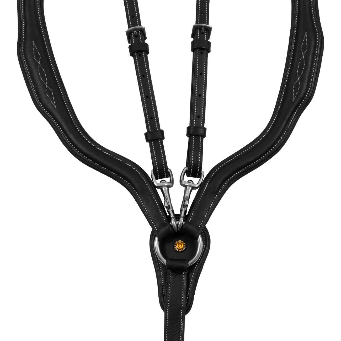 EQUESTRO Pettorale Anatomico In Cuoio Con Martingala Removibile Equestro Nero ETH02012 BLACK 