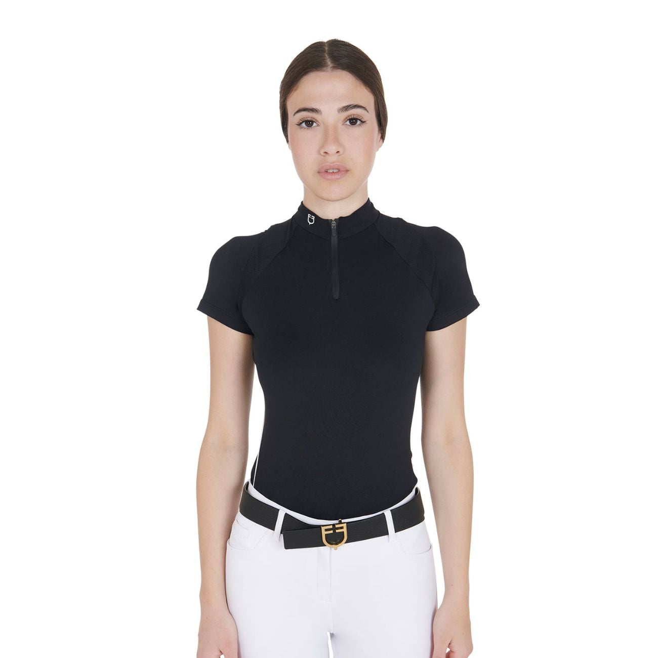 EQUESTRO EQUESTRO Polo Da Donna Technical Training Polo SS Zip ETW00036 BLACK 