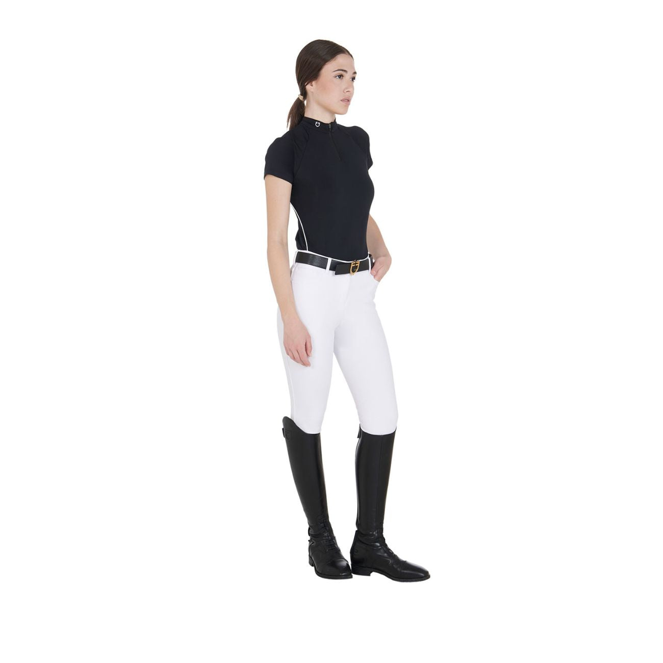 EQUESTRO EQUESTRO Polo Da Donna Technical Training Polo SS Zip ETW00036 BLACK 