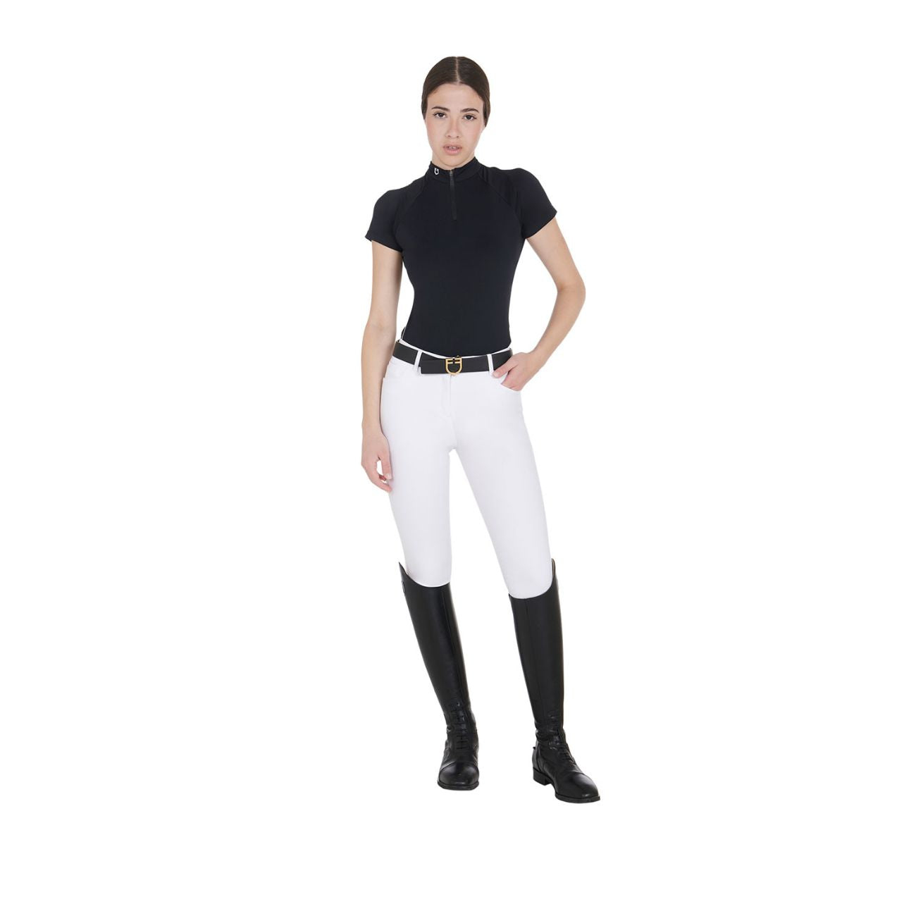 EQUESTRO EQUESTRO Polo Da Donna Technical Training Polo SS Zip ETW00036 BLACK 