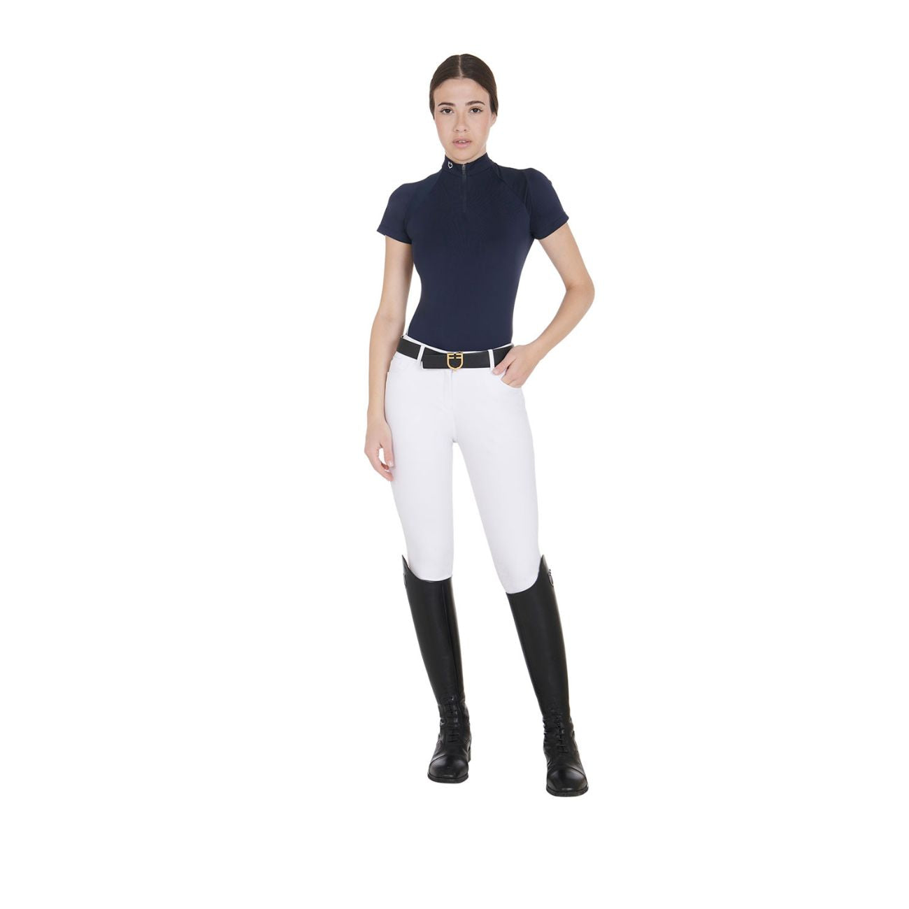 EQUESTRO EQUESTRO Polo Da Donna Technical Training Polo SS Zip ETW00036 NAVY 