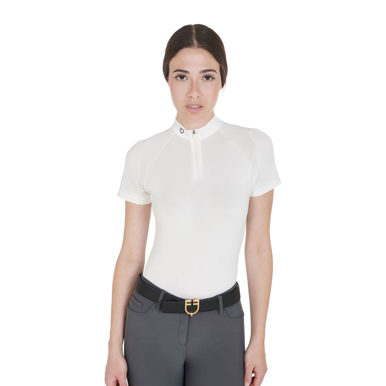 EQUESTRO EQUESTRO Polo Da Donna Technical Training Polo SS Zip ETW00036 WHITE 