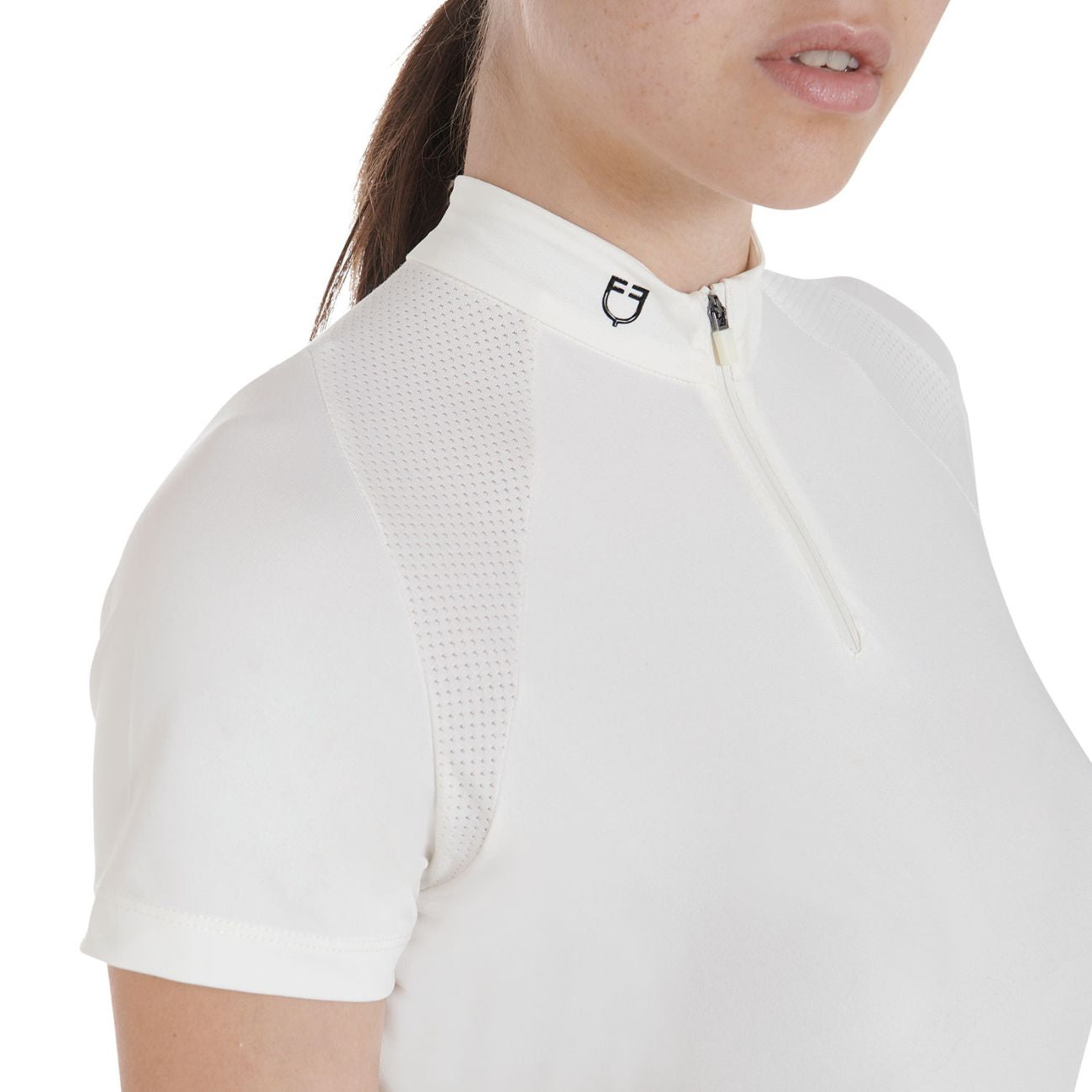 EQUESTRO EQUESTRO Polo Da Donna Technical Training Polo SS Zip ETW00036 WHITE 