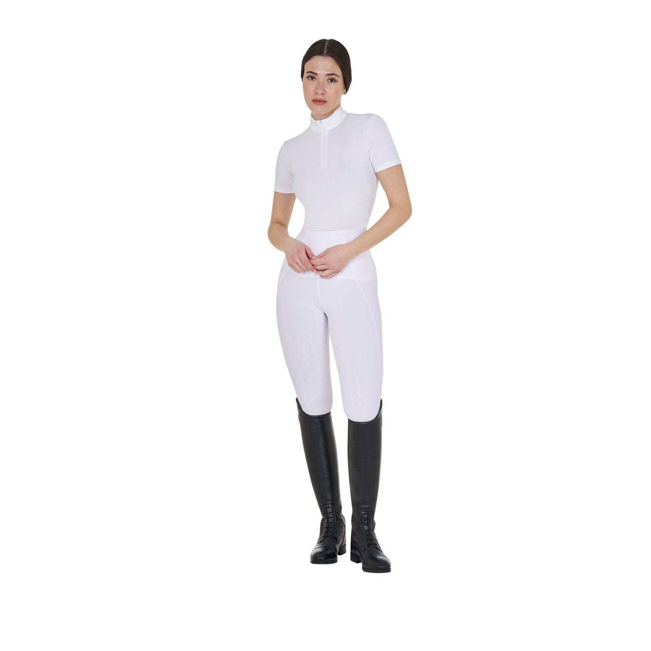 EQUESTRO EQUESTRO Leggins Da Equitazione Donna Full Grip ETW00047 WHITE/WHITE 