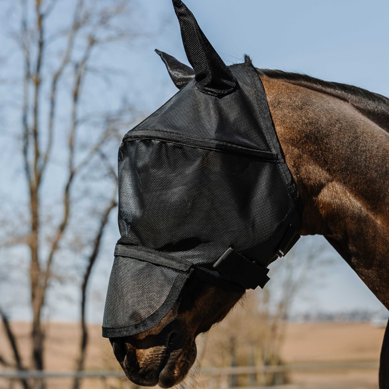 EQUITHEME Maschera Antimosche E Anti Uv Protec Equitheme Nero 306021 BLACK 