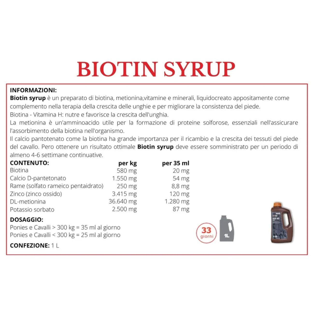 FORAN Hoof Aid Liquid Biotin Syrup 1L 1110 NEUTRO 