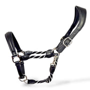 HORSENA HORSENA CAPEZZA ANATOMICA IN PELLE IMBOTTITA E CORDA CON INSERTI IN LUREX MODELLO "SOFT TOUCH" BLACK/SILVER HR10700 BLACK/SILVER 