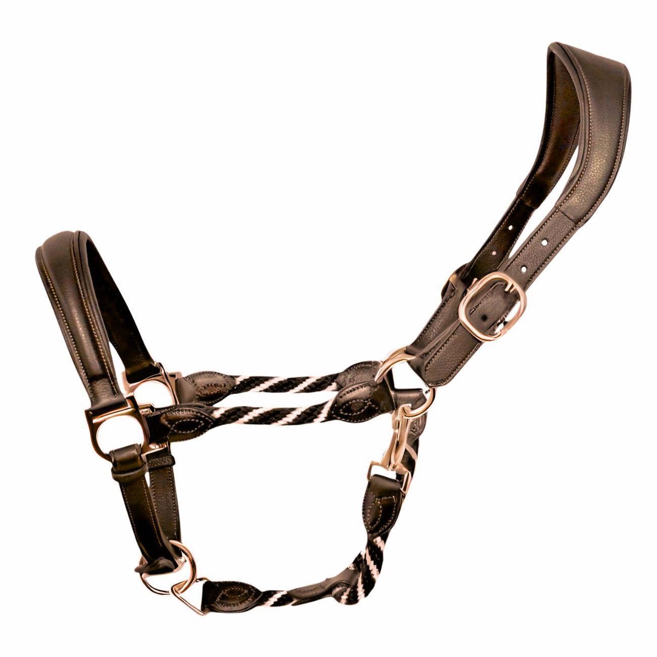 HORSENA HORSENA CAPEZZA ANATOMICA IN PELLE IMBOTTITA E CORDA CON INSERTI IN LUREX MODELLO "SOFT TOUCH" Brown/rose gold HR10700 BROWN/ROSEGOLD 