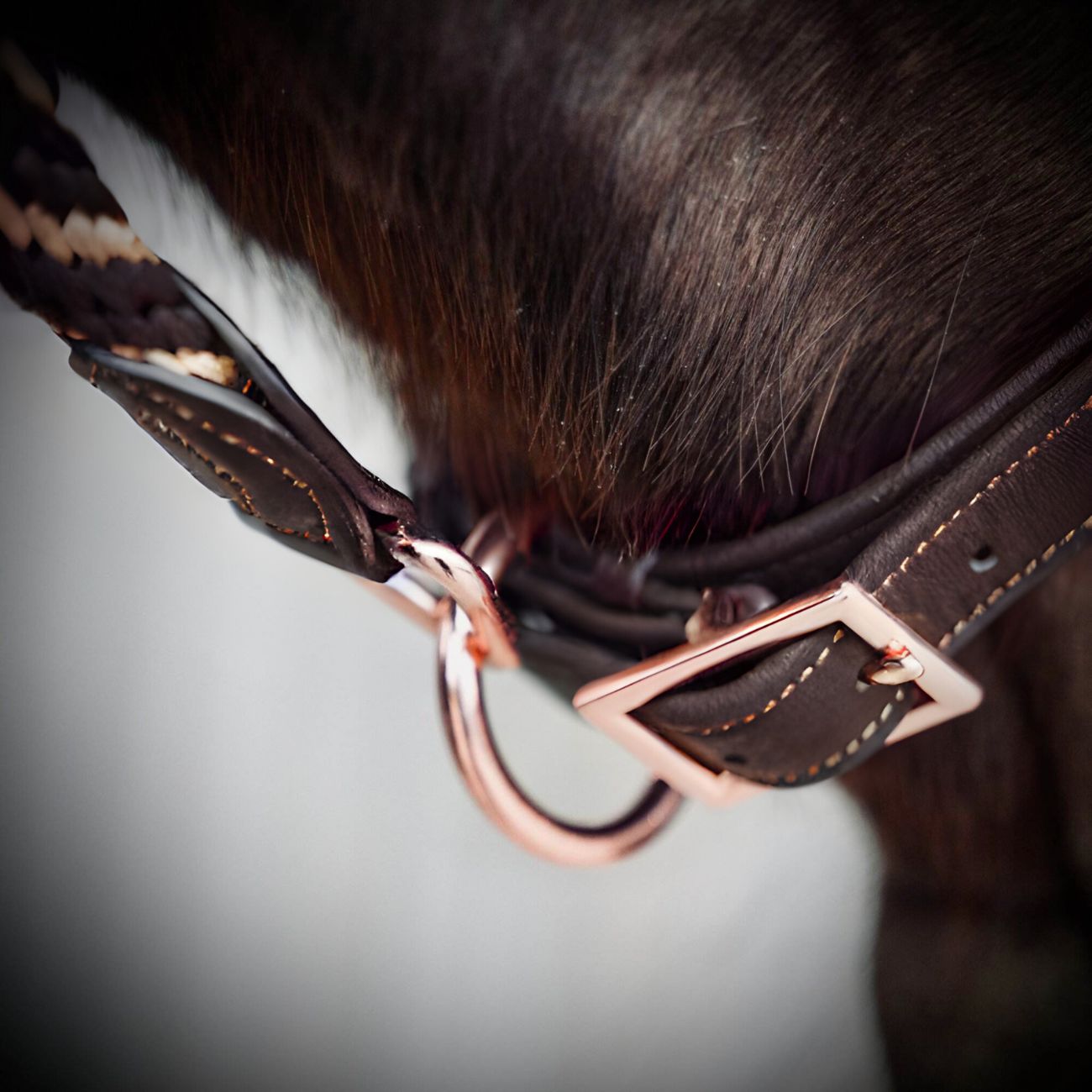 HORSENA HORSENA CAPEZZA ANATOMICA IN PELLE IMBOTTITA E CORDA CON INSERTI IN LUREX MODELLO "SOFT TOUCH" Brown/rose gold HR10700 BROWN/ROSEGOLD 