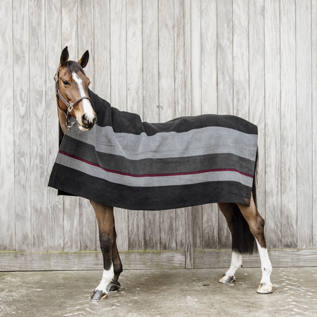 KENTUCKY Coperta In Pile 210x200cm Heavy Fleece Square Stripes Kentucky Nero/Grigio 52172 01BLACK/GREY 