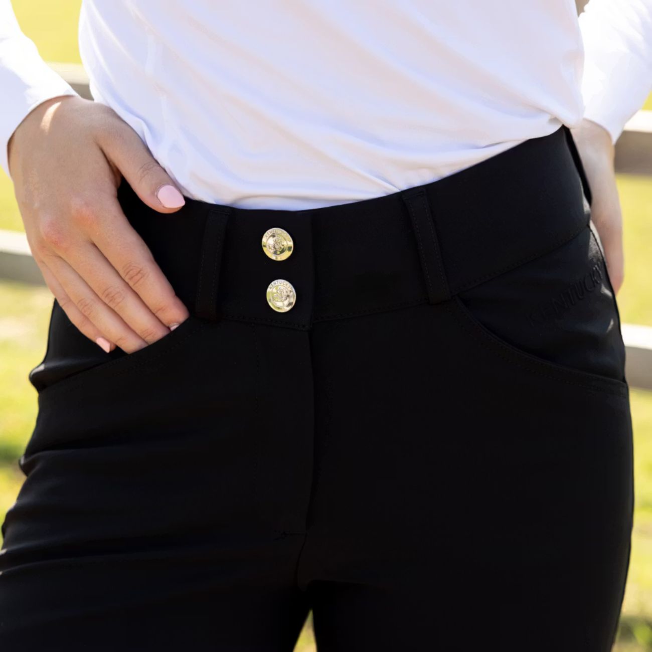 KENTUCKY KENTUCKY Miami Women Breeches Knee Grip KENTUCKY Nero pantaloni da equitazione 32002 01BLACK 