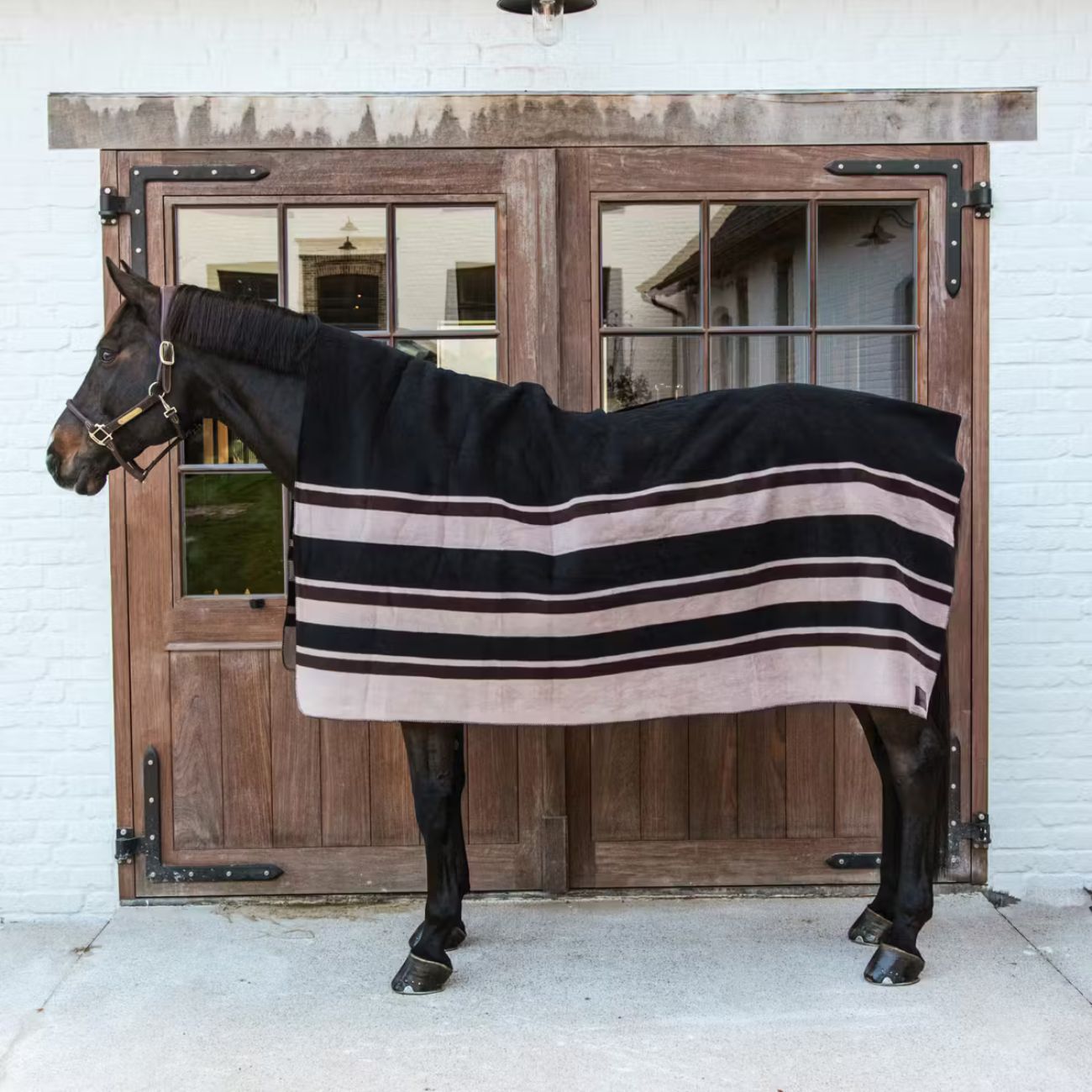 KENTUCKY Coperta In Pile 210x200cm Heavy Fleece Square Stripes Kentucky Marrone/Beige 52172 05BROWN/BEIGE 