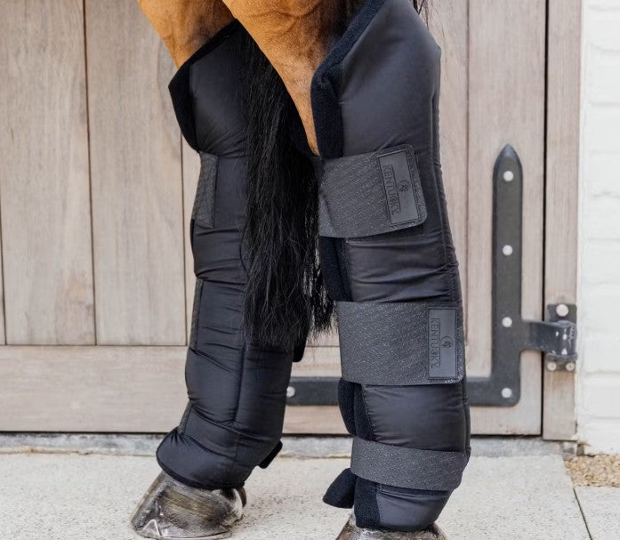 KENTUCKY KENTUCKY STABLE BOOTS PROTECT LONG HIND WITH HOOK PROTECTION Nero protezioni arti cavallo 62107 01BLACK 