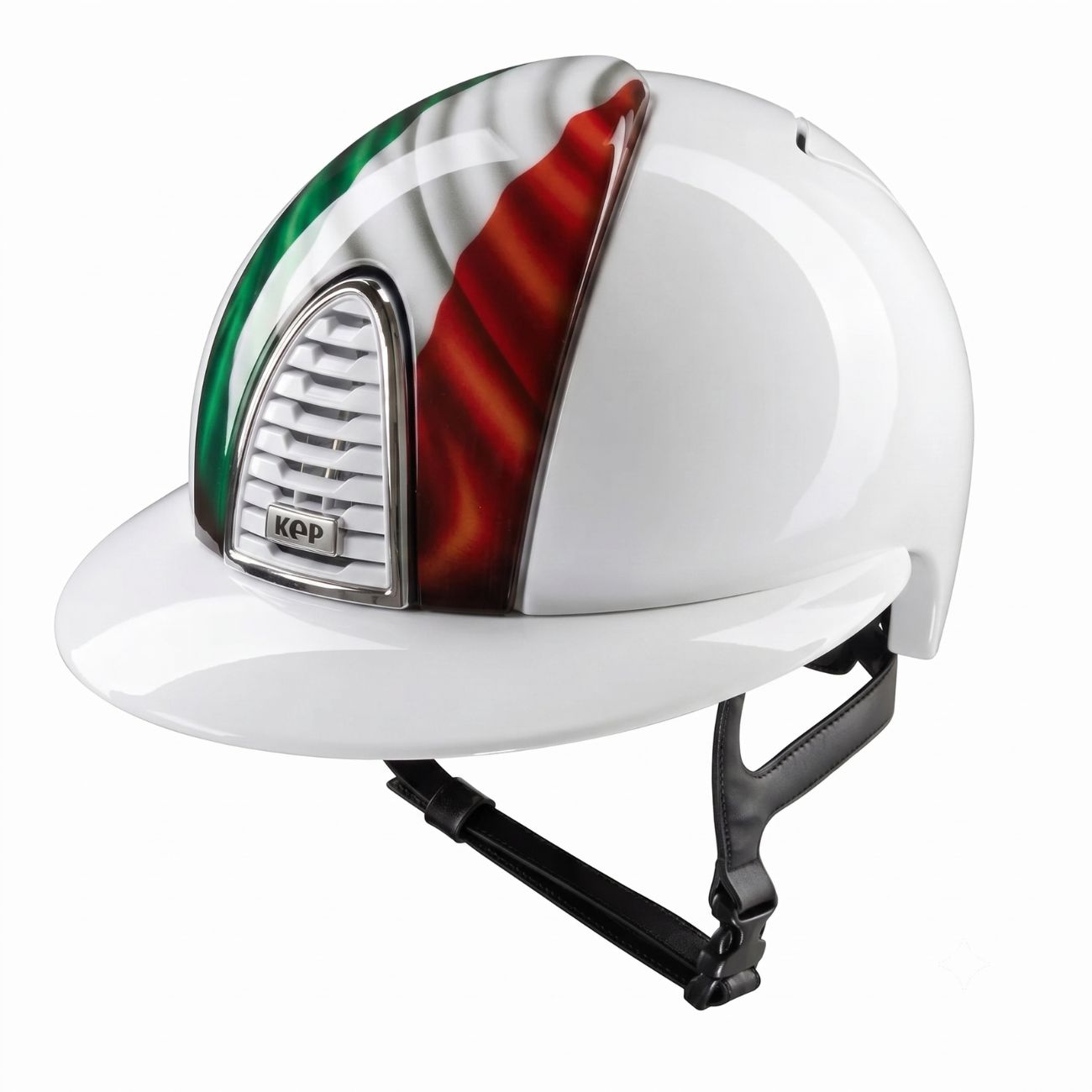 KEP ITALIA Cap Cromo 2.0 Polish 2 Bianco Con Visiera Polo E Fronte Personalizzato Con Tricolore Italiano