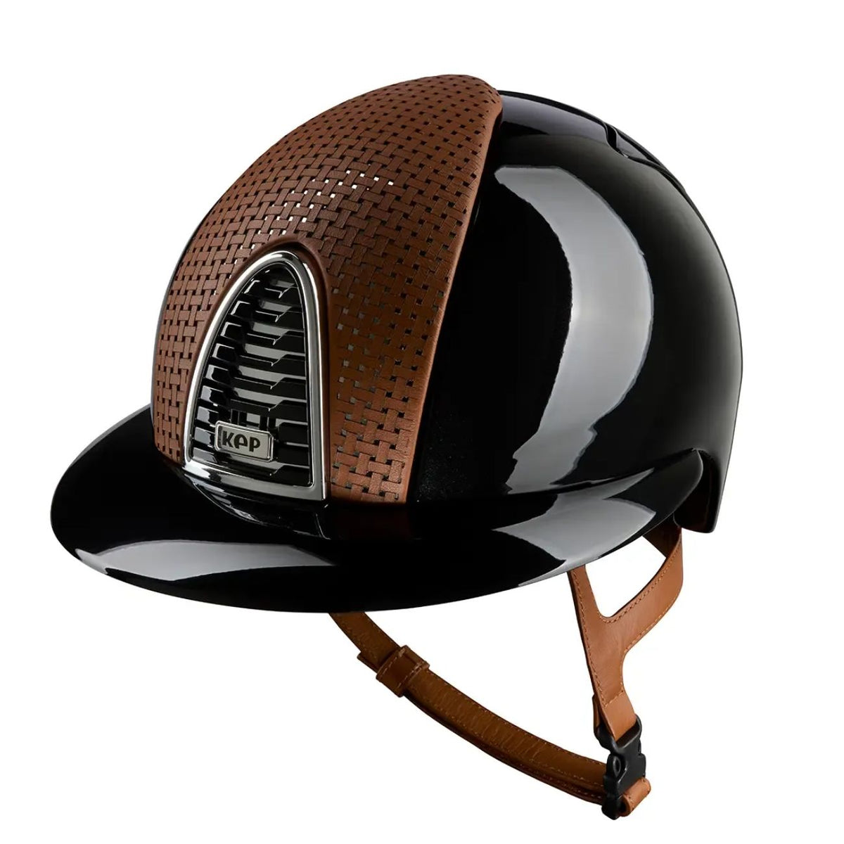 KEP ITALIA Cap Kep Italia Cromo 2.0 Polish Nero Con Inserto A Specchio Con Tessuto Incrociato Beige Visiera Polo E Cinturino Beige CRPL2.0659 NERO 