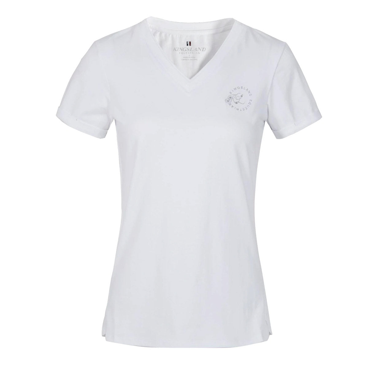 KINGSLAND KINGSLAND T-SHIRT DONNA MANICA CORTA COLLO A V MOD.KLOVELIA Bianco abbigliamento da equitazione 09KING-2210203321 000WHITE 