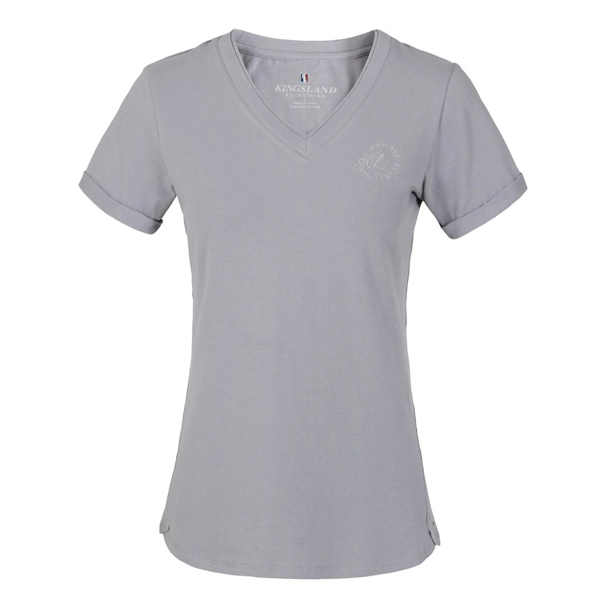 KINGSLAND KINGSLAND T-SHIRT DONNA MANICA CORTA COLLO A V MOD.KLOVELIA Grigio abbigliamento da equitazione 09KING-2210203321 553GREY SLEET 