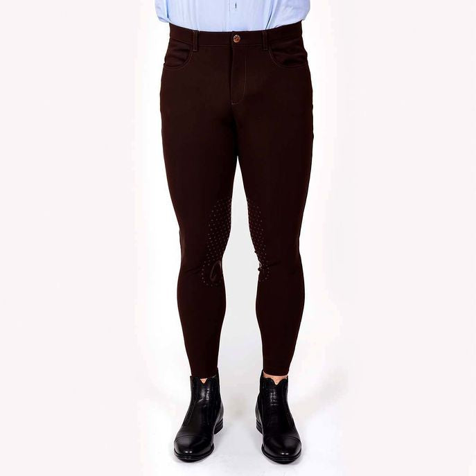 MASCHERONI SELLERIA Pantalone Da Equitazione Da Uomo Half Grip Roma Mascheroni Marrone 09MA-04ROMA 525MARRONE 