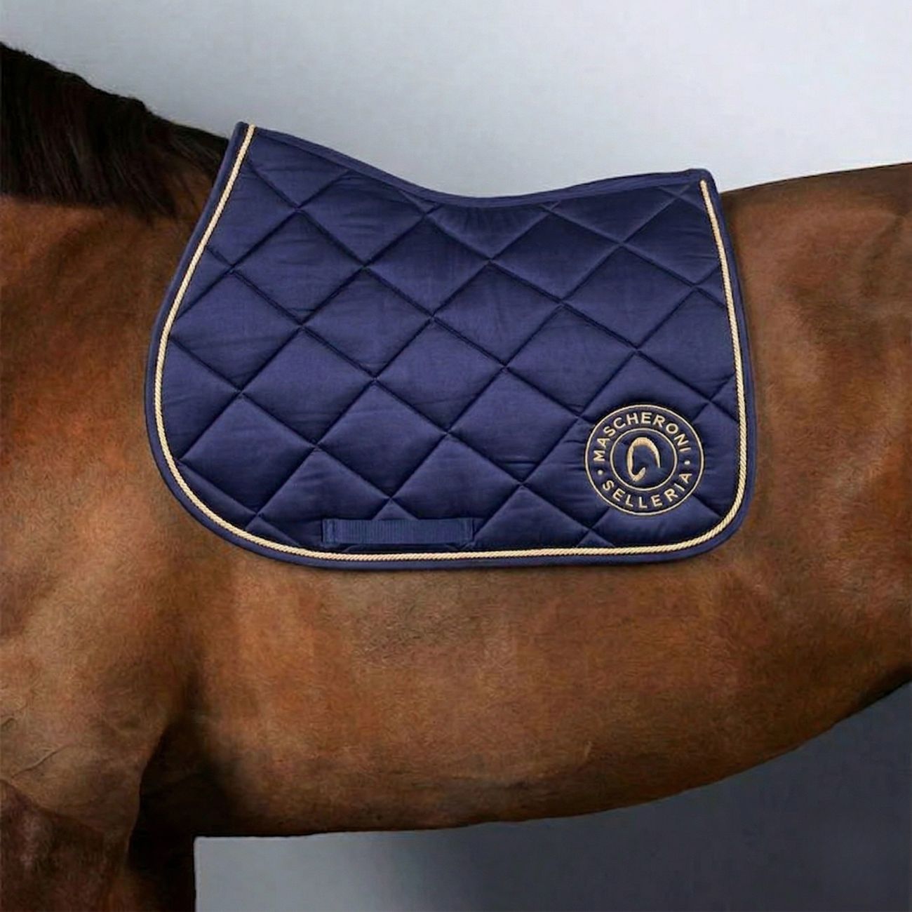 MASCHERONI SELLERIA Sottosella Da Salto Con Logo Tondo Mascheroni Blu/Oro 09MA-SADDLEPAD NAVY-GOLD 