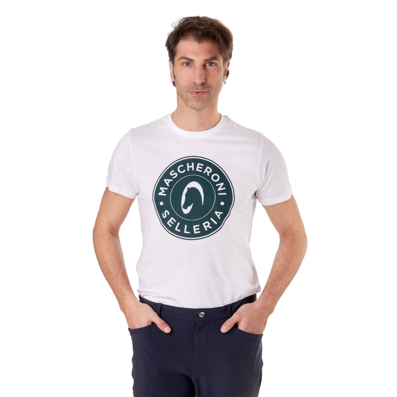 MASCHERONI SELLERIA T-shirt Unisex Con Logo Tondo Mascheroni 09MA-TSHIRT BIANCO LOGO VERDE 