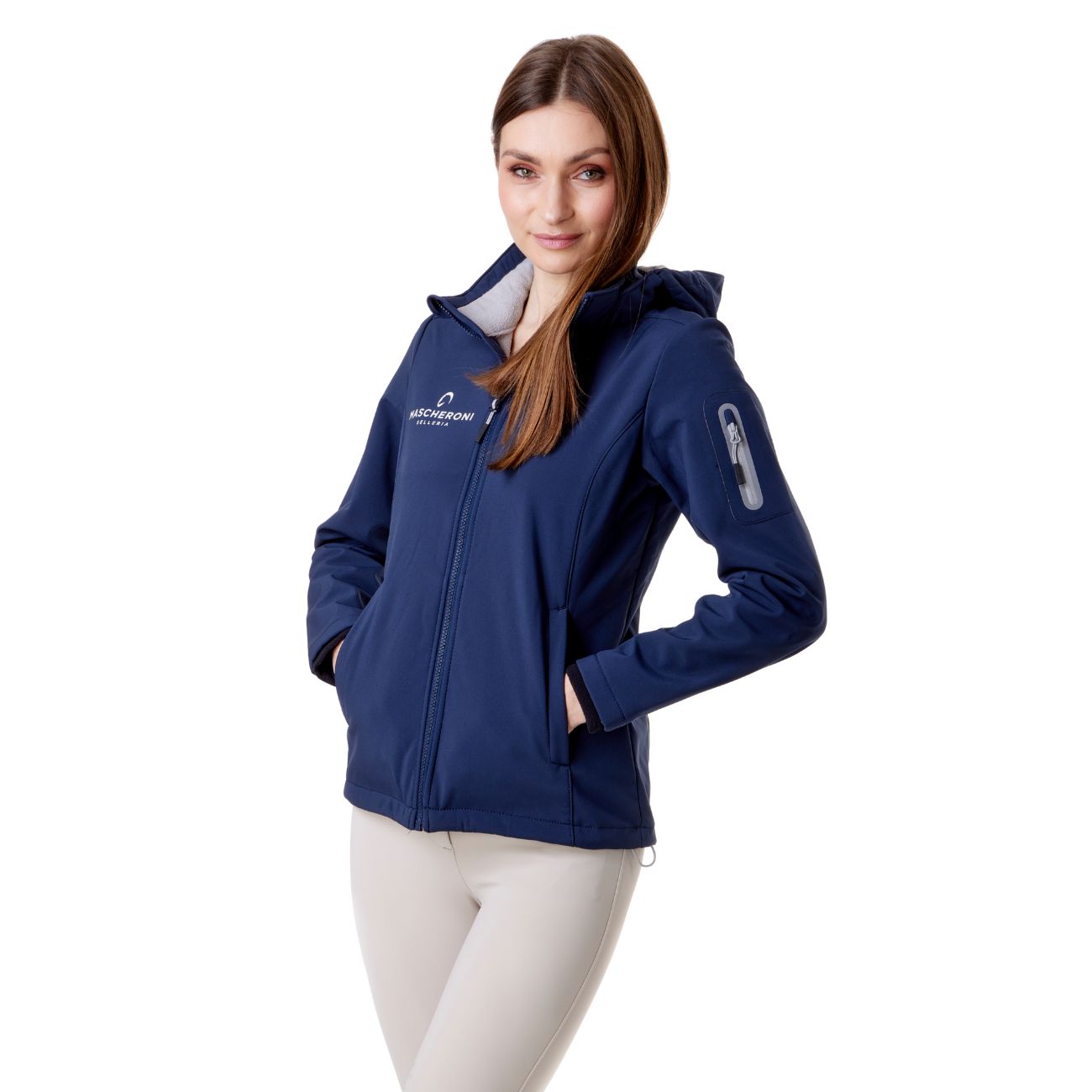 MASCHERONI SELLERIA Softshell Da Donna Full Zip Con Logo Tondo Sul Retro Mascheroni Selleria 10MA-19A5006-SZLN950 BLACK BLUE 