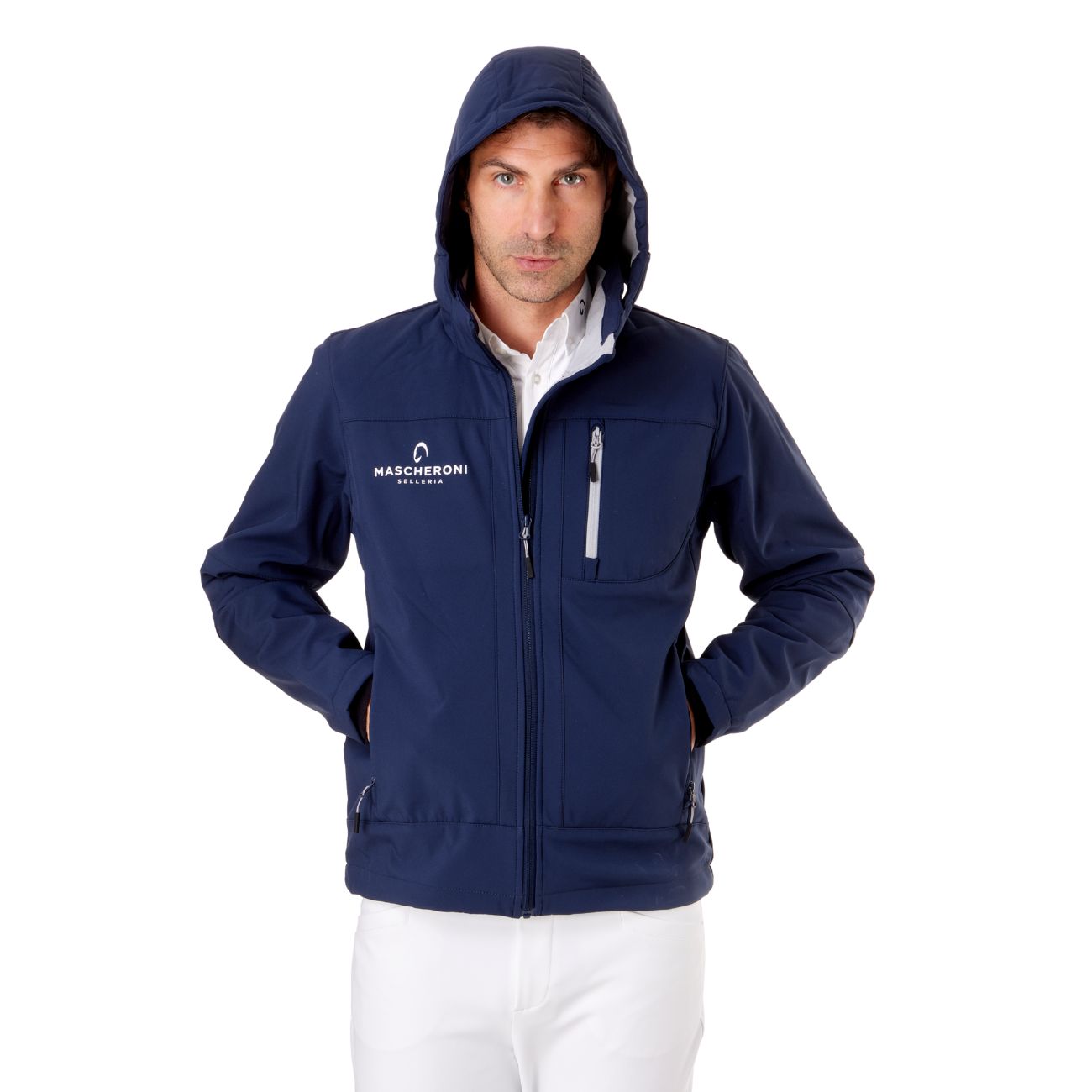 MASCHERONI SELLERIA Softshell Da Uomo Full Zip Con Logo Tondo Sul Retro Mascheroni Selleria 10MA-1A01787N-SZLN950 BLACK BLUE 