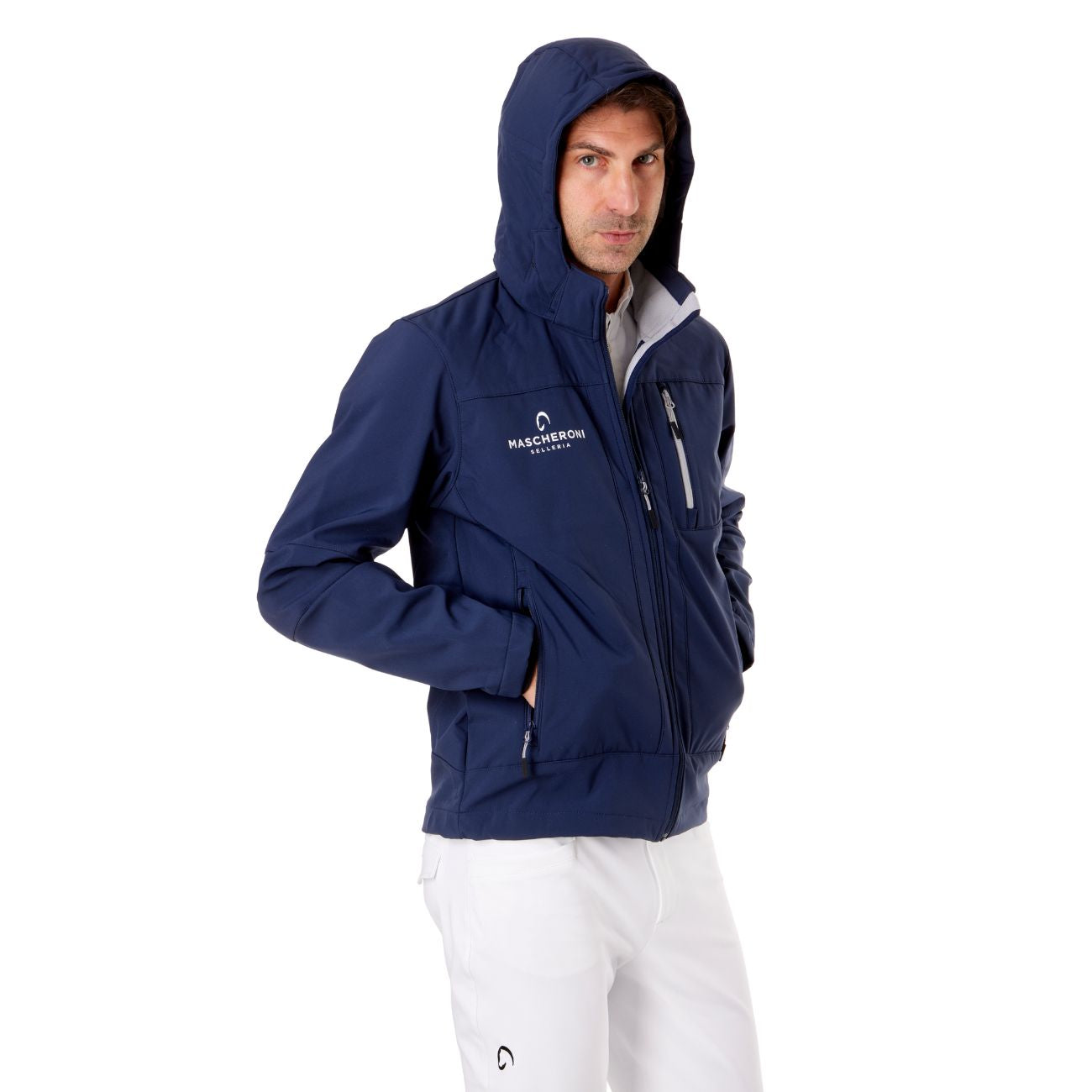 MASCHERONI SELLERIA Softshell Da Uomo Full Zip Con Logo Tondo Sul Retro Mascheroni Selleria 10MA-1A01787N-SZLN950 BLACK BLUE 