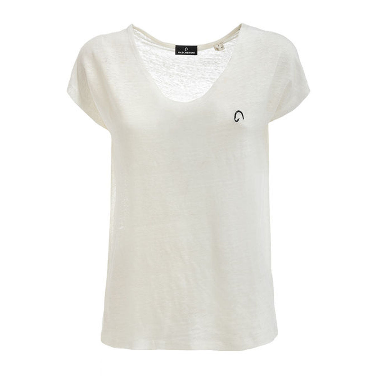 MASCHERONI SELLERIA T-shirt Da Donna In Linio Con Scollo A V Mascheroni Bianco MASCHERONI-NS321 IVORY 