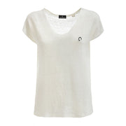 MASCHERONI SELLERIA T-shirt Da Donna In Linio Con Scollo A V Mascheroni Bianco MASCHERONI-NS321 IVORY 